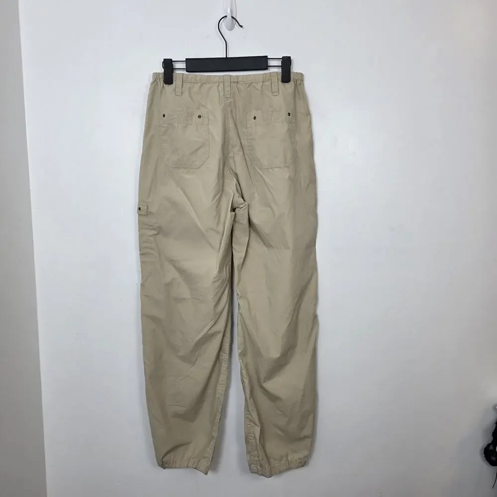 Garnet Hill‎ Tan Cotton Poplin Cinch Hem Cargo Grunge Utility Pants Size 6